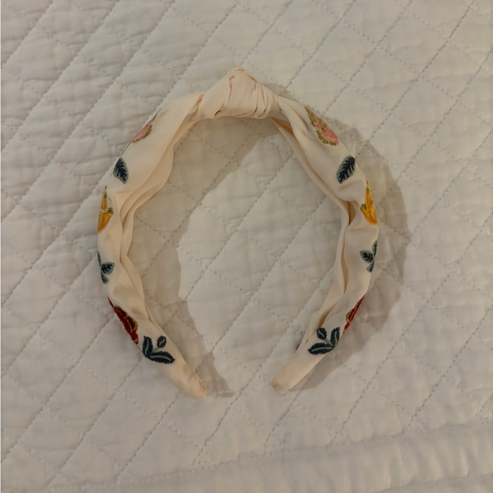 Rifle Paper Co Rose Embroidered Cream Headband - Picture 3 of 5